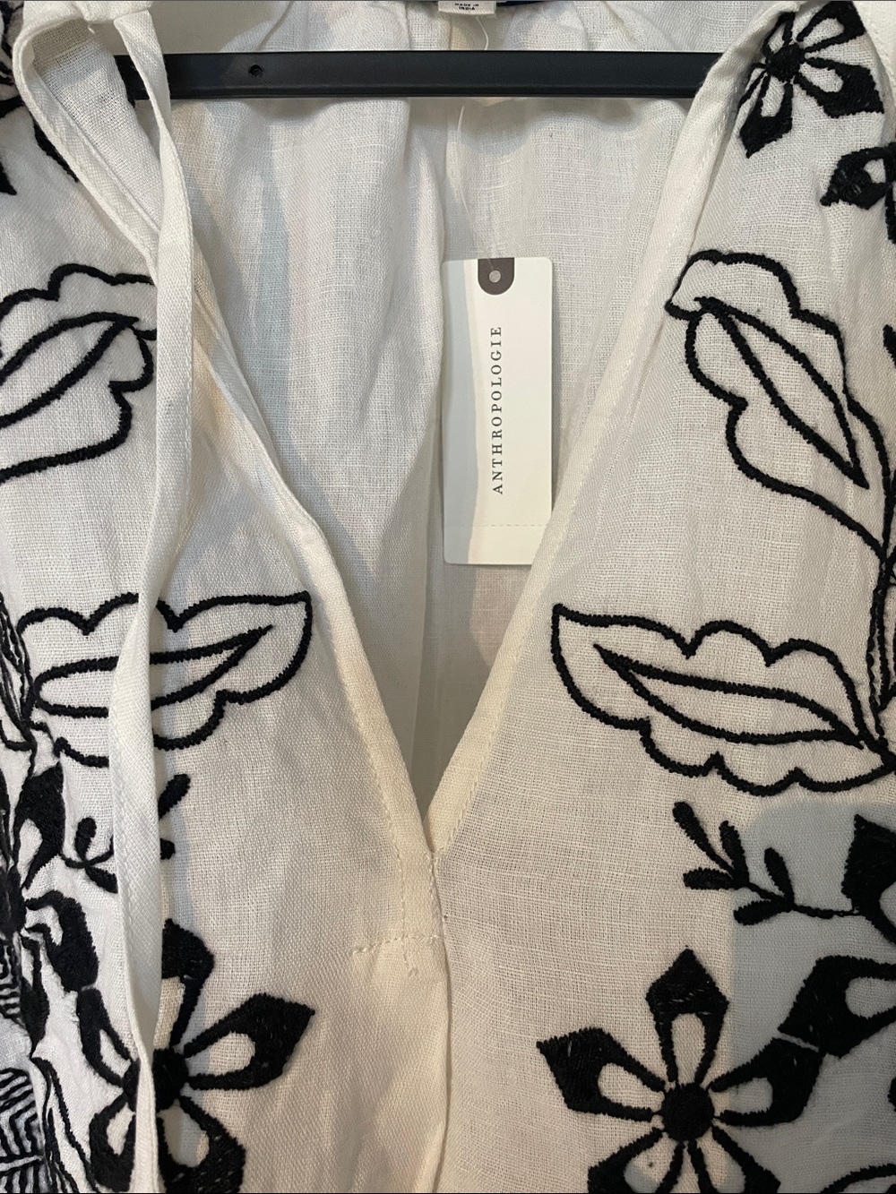 Anthropologie White Tavi Embroidered Tie Front Tank Top - Picture 4 of 11